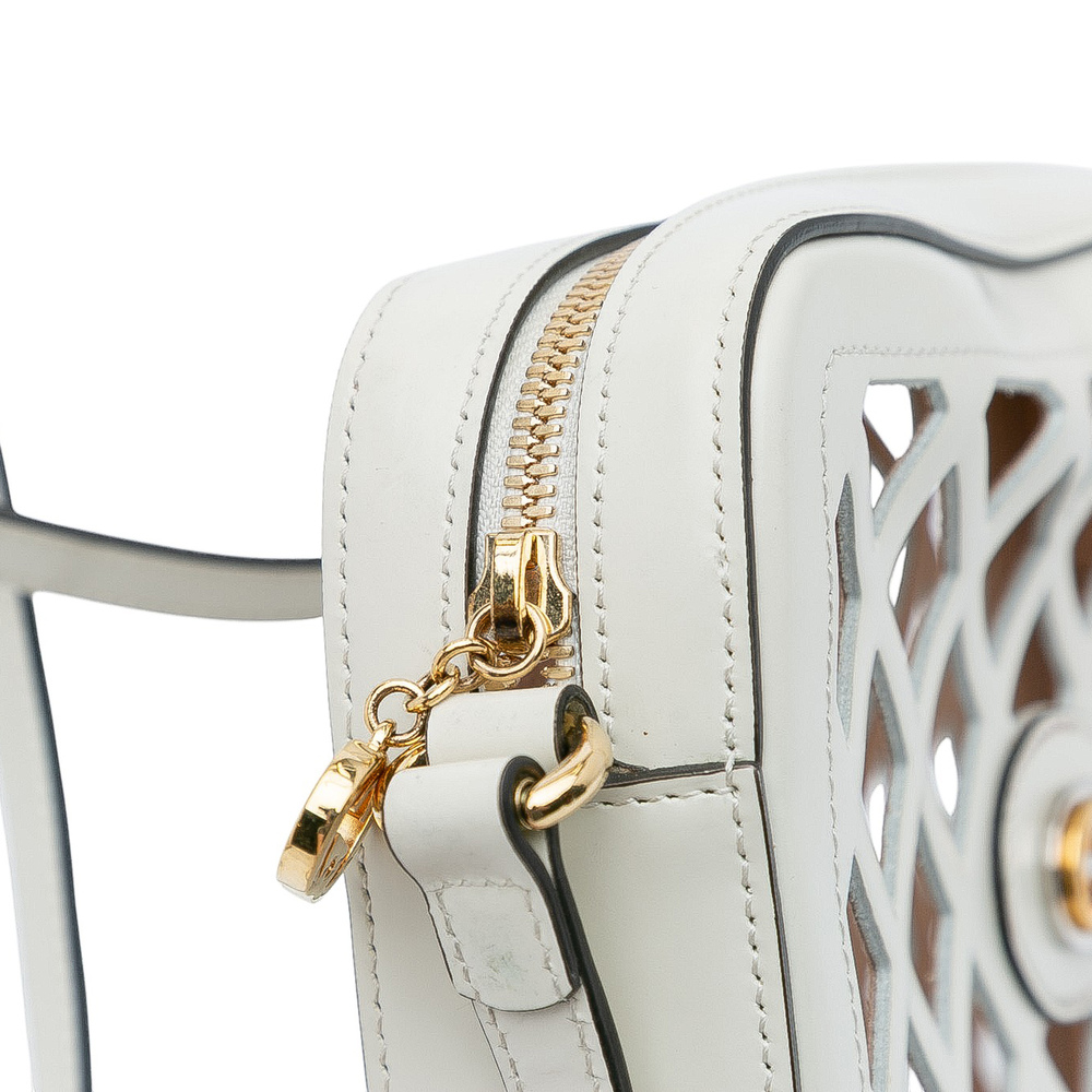 Pre-Loved Gucci Cutout Leather and Flora Canvas Infinity Crossbody - Picture 8 of 12
